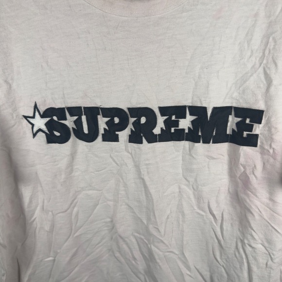 Supreme Star Applique Logo T-Shirt Mens Large White Black Y2K Streetwear Tee - Picture 3 of 8